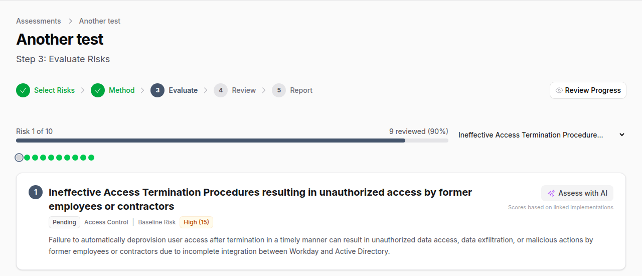 Risk Evaluation - Risk Details and Implementations